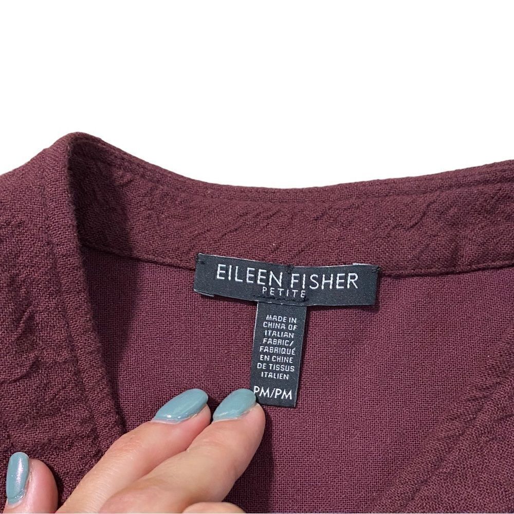 Eileen Fisher Rippled Organic Double Weave Cotton Jacket in Deep Clarete - Picture 6 of 6